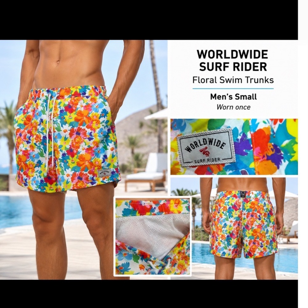 Manfinity Worldwide Surf Rider Floral Swim‎ Trunks Mens S Worn OnceTropical